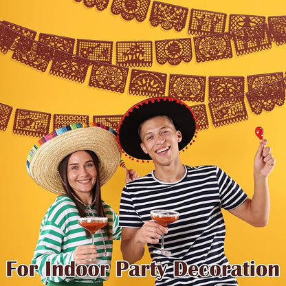 Boao 4 Packs 60 ft Mexican Party Decorations Fiesta Banner Plastic Papel Picado - Image 6