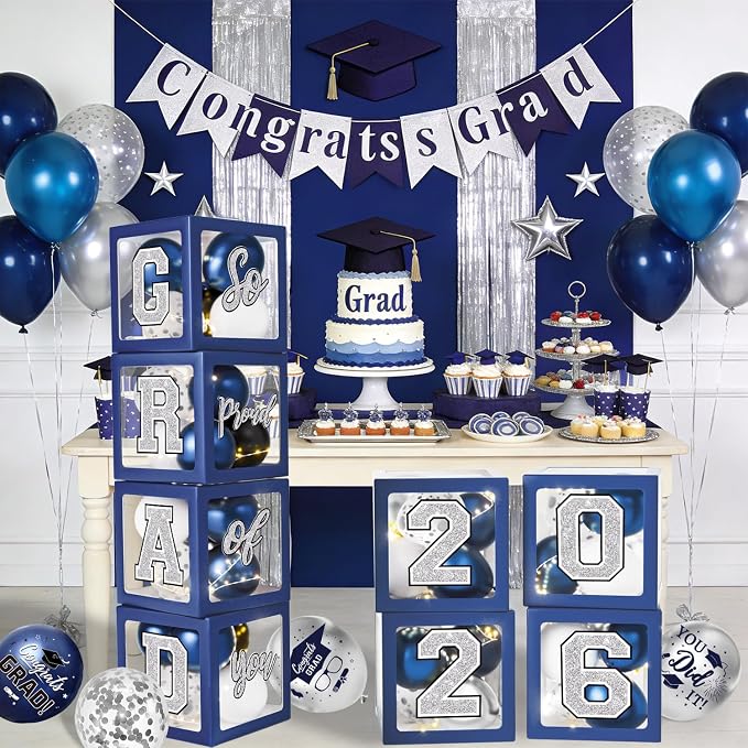 Navy Blue and Silver Graduation Decorations 2026 - Image 6