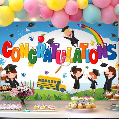 Congratulations Backdrop Banner, 6x4ft Class of 2026 Kindergarten | Grade Theme - Image 4