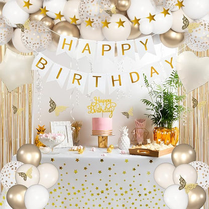 Amandir White and Gold Birthday Decorations - Image 7