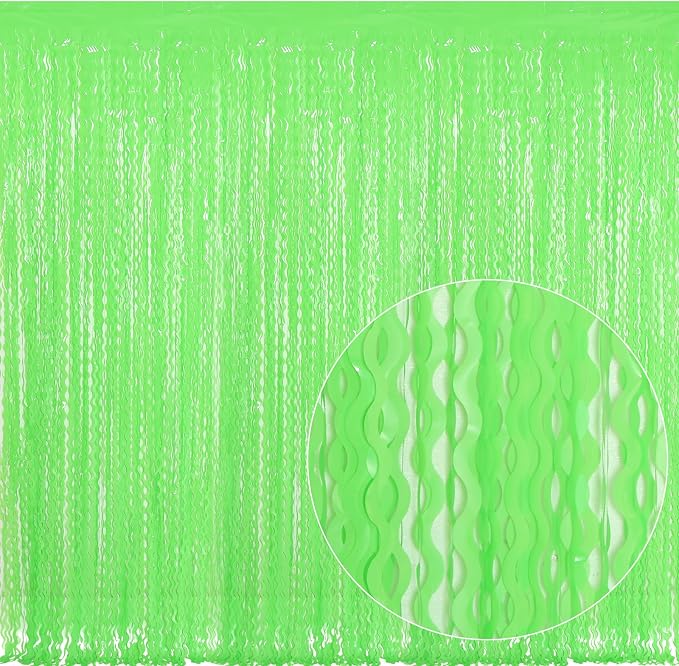 4 Pack Wavy Green Tinsel Backdrop Curtain by CYLMFC