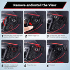 Full Face Motorcycle Helmets for Adult Men Women, DOT Approved Street Bike Racing Helmet Dual Visor Quick Release Buckle, Motorbike ADV Moped Helmet with Extra Clear Visor
