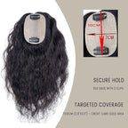 Curly Hair Toppers for Women, Real Human Hair Topper for Thinning Hair, Realistic Scalp Crown Hair Topper with Natural Volume, Clip-In 3D Scalp Cover, Natural Black 1B 12 In