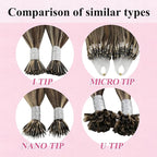 YoungSee Micro Link Hair Extensions Human Hair Highlight Micro Loop Hair Extensions Real Human Hair Dark Brown Highlighted Blonde Invisible Beaded Hair Extension Long Hair 24In for Wedding 50g 50s