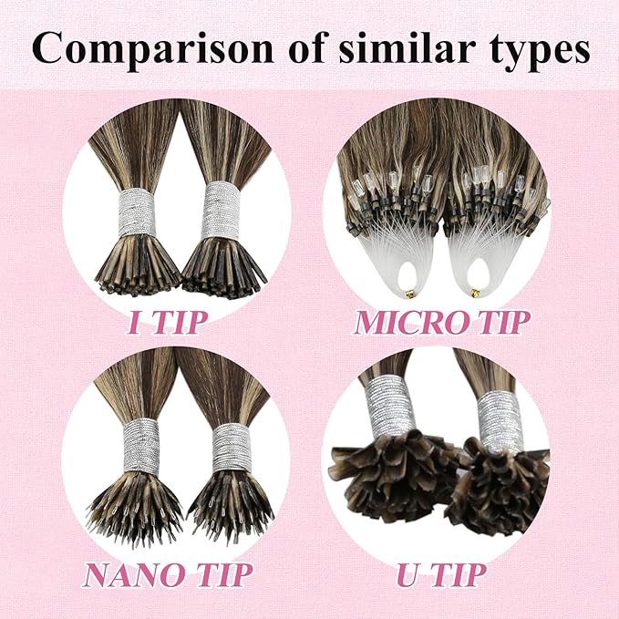 YoungSee Micro Bead Hair Extensions Real Human Hair Brown Highlight Micro Ring Hair Extensions Dark Brown Highlight Blonde Microlink Hair Extension Human Hair Beaded Hair Extension 18In 50s 50g