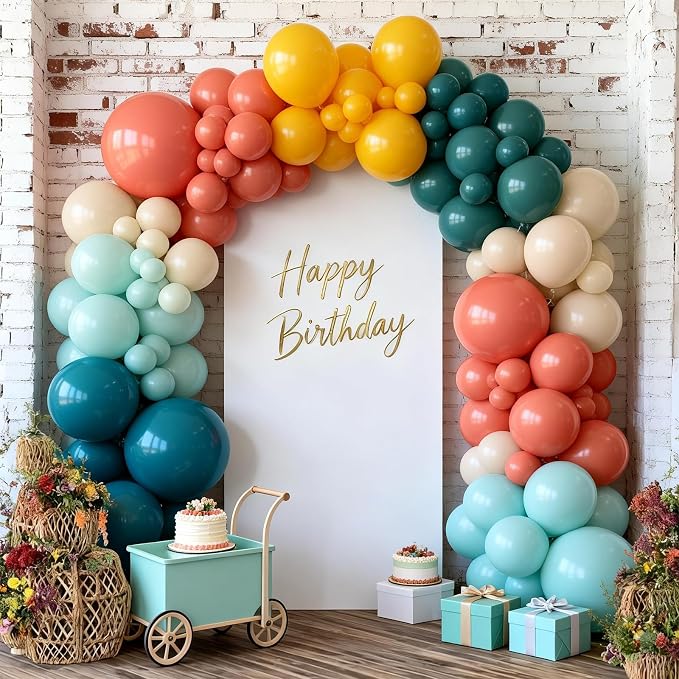 FunHot Colorful Balloons, 12 Inch Retro Orange Green Yellow Apricot Latex - Image 7