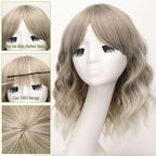 AISI HAIR Ombre Honey Glod Synthetic Wavy Curly Bob Wig with Bangs Short Wavy Hair for Women Synthetic Heat Resistant Bob Wigs