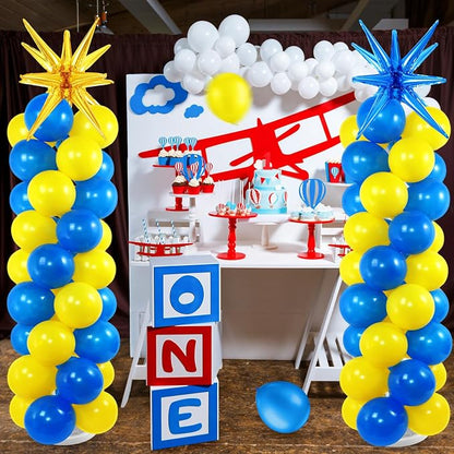 2 Set Blue Yellow Toy Inspired Cartoon Balloon Column Stand Kit - Image 7