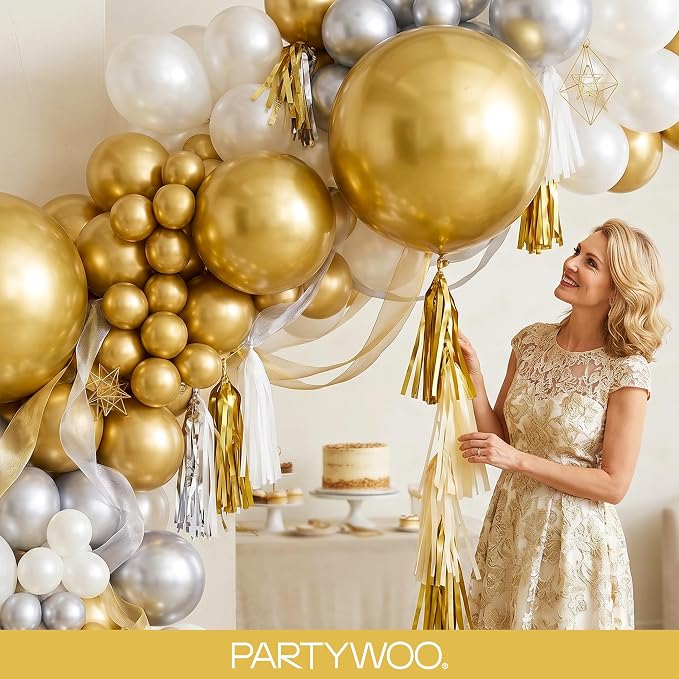 PartyWoo Gold Balloons 101pcs Gold Latex Helium Balloons 12 Inch | Birthday - Image 9