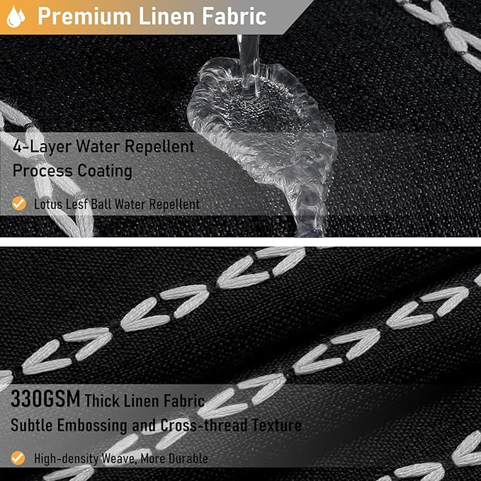 60x72 Boho Farmhouse Linen Heavy Duty Shower Curtain Set, 330GSM Linen Blend - Image 4