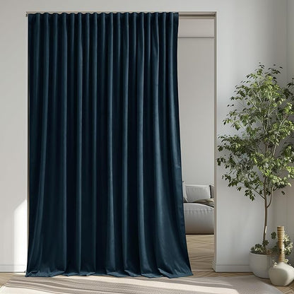 Extra Wide Room Divider Curtains Navy Blue Velvet Blackout Thermal Energy by StangH