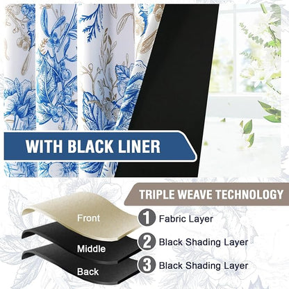 H.VERSAILTEX 100% Blackout Curtains 108 inch Length 2 Panels Vintage Floral - Image 6