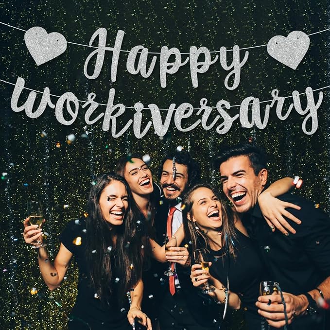 Silver Glitter Happy Workiversary Banner - Image 4