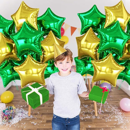 Green and Gold Star Foil Balloon, 18 Inch Metallic Stars Balloons Helium - Image 5