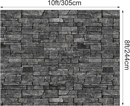 VitalCozy 10 x 8 ft Gray Brick Wall Backdrop Fabric Brick Photo Background | - Image 2
