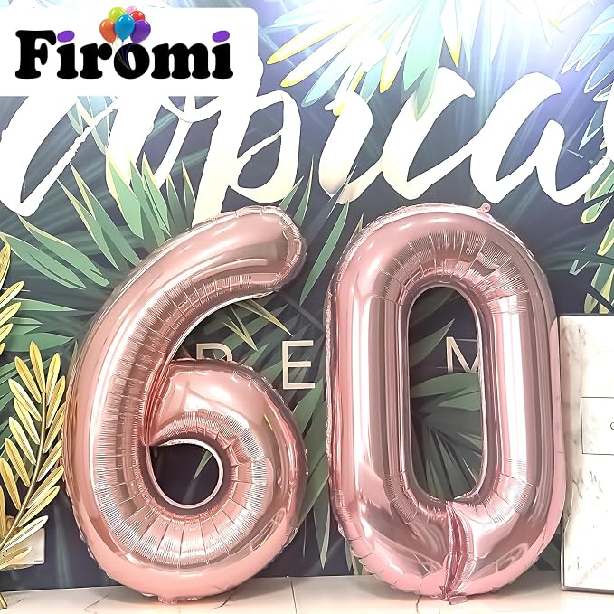 FIROMI 60 Foil Number Balloons Rose Gold 40-inch Big Mylar Balloon Numbers | - Image 3