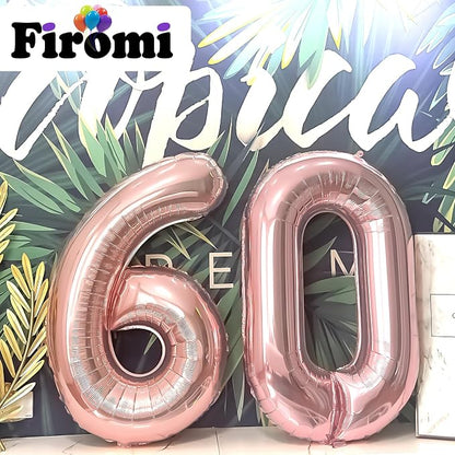 FIROMI 60 Foil Number Balloons Rose Gold 40-inch Big Mylar Balloon Numbers | - Image 3