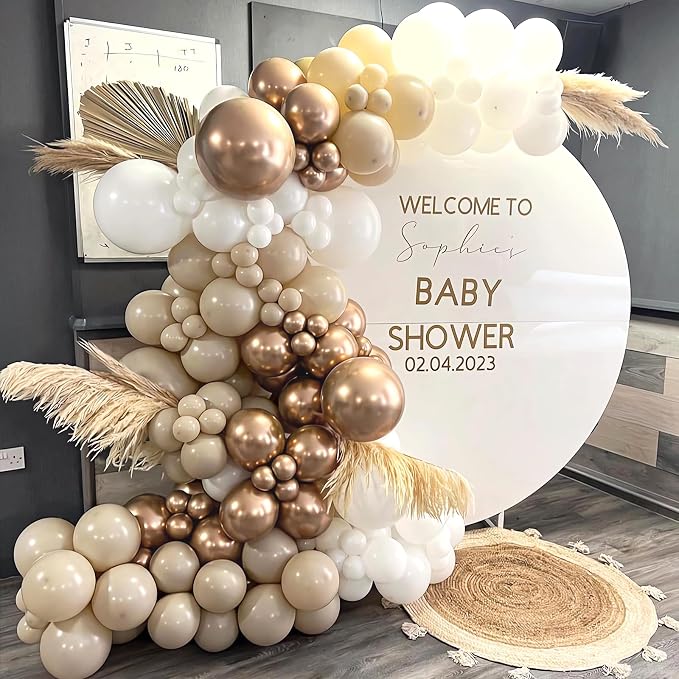 White Sand Metallic Champagne Gold Balloons Garland Arch Kit - Image 3