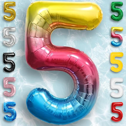 Rainbow Number Balloons 5 Mylar Foil 40 Inch - Image 5