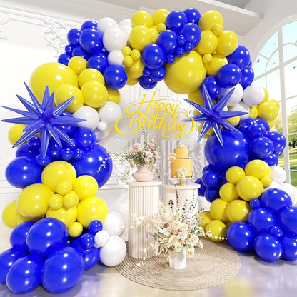 Royal Blue and Yellow Balloons Arch Kit 166pcs by Unknown