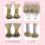 YoungSee U Tip Hair Extensions Human Hair Highlight U Tip Hair Extensions Ash Blonde with White Blonde Highlight Utip Hair Extension Human Hair 20 Inch Ktip Extension Remy Hair 1G/S 50G for Wedding