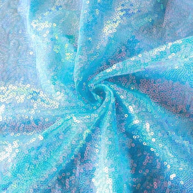 Sugargirl Mermaid Blue Sequin Backdrop Curtain 6 Panels 2FTx8FT Glitter Mermaid - Image 7