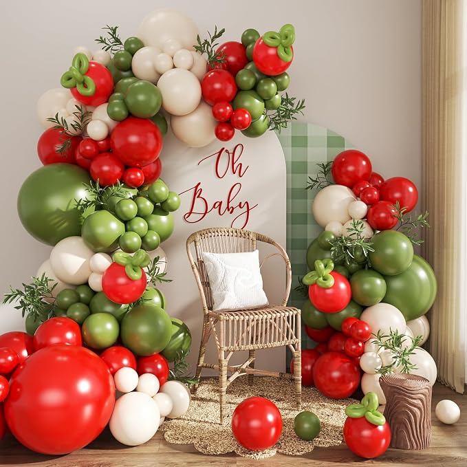 Red and Green Tomato Balloons Arch Kit by CROSSFINGERS
