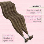 YoungSee U Tip Hair Extensions Human Hair Brown with Blonde Highlight Utip Hair Extensions Human Hair Brown Ktip Human Hair Extension Highlight Hair Extension U Tip for Women 14In 1G/S 50G