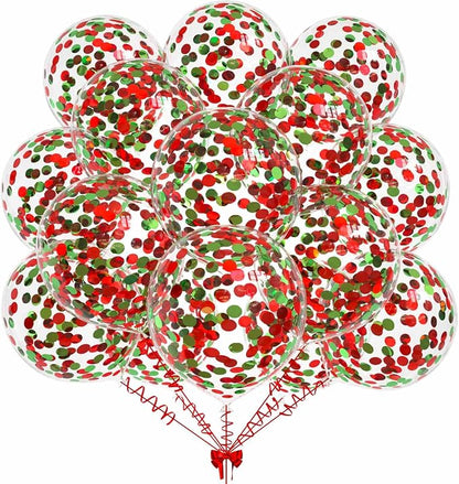 50pcs Red and Green Foil Confetti Balloons, 12 inch Latex Balloon by KALOR