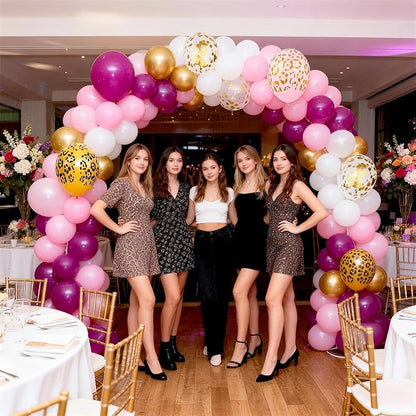 Hot Pink Cheetah Balloons, Pastel Pink Metallic Gold Leopard Print Balloons & - Image 7