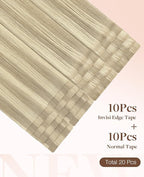 GOO GOO Invisi Edge Tape in Hair Extensions Human Hair, 17A/60A Ash Blonde Highlighted Platinum Blonde 10pcs injected with 10pcs classical tape ins, 18inch 50g, Virgin Remy Hair, Natural Look