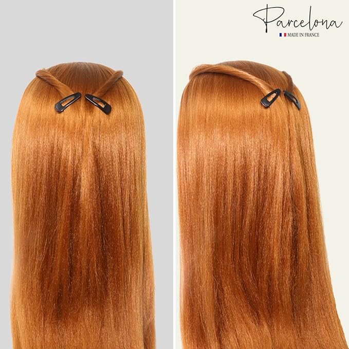 Parcelona French Mini Set of 4 Small Celluloid Acetate Snap Hair Clips No Slip Fashion Durable Styling Women Hair Accessories Girls Snap Hair Barrette, Made in France (Tortoise Shell Brown)