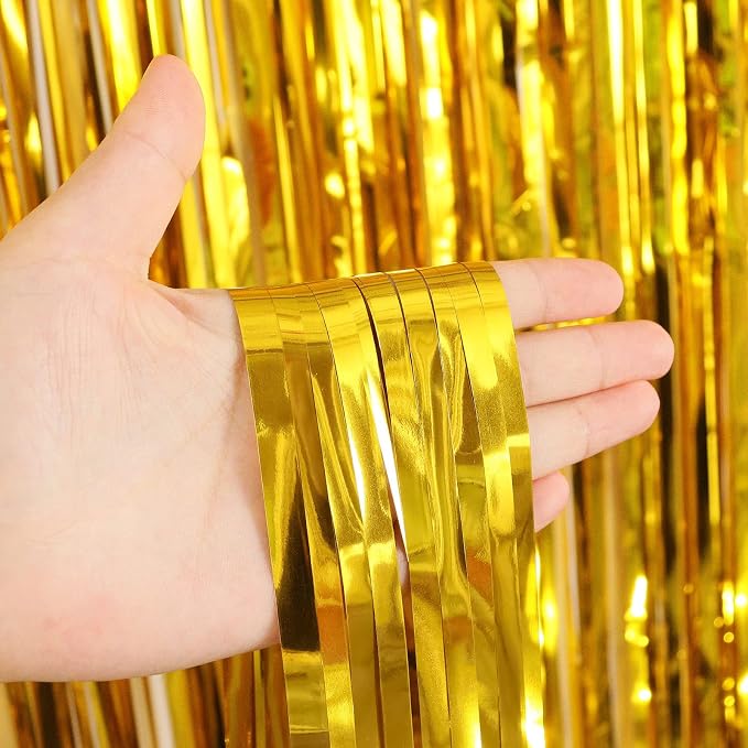 2 Pack Fringe Curtains Foil Shiny Fringe Backdrop Tinsel Door Streamers Foil - Image 5