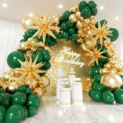 Green and Gold Balloons Garland Arch Kit by Unknown