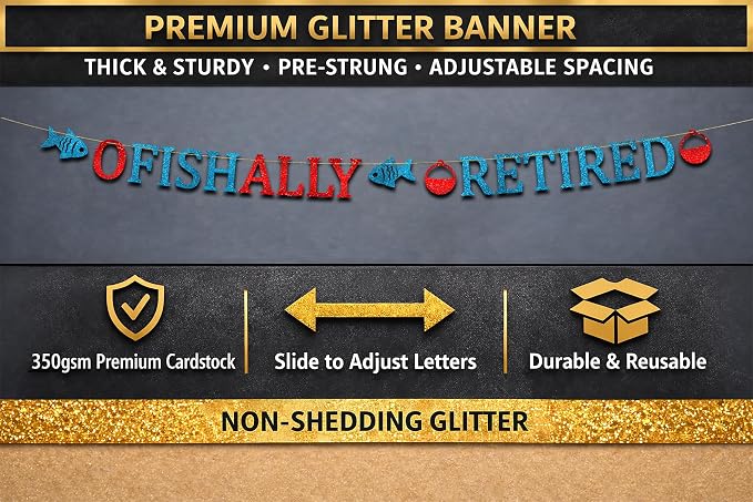 Pre-Strung Ofishally Retired Glitter Banner - Image 3