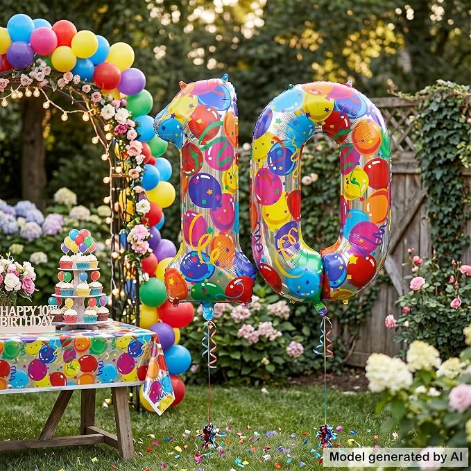 40 Inch Number 10 Balloon Colorful Foil Balloons - Image 4