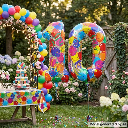 40 Inch Number 10 Balloon Colorful Foil Balloons - Image 4