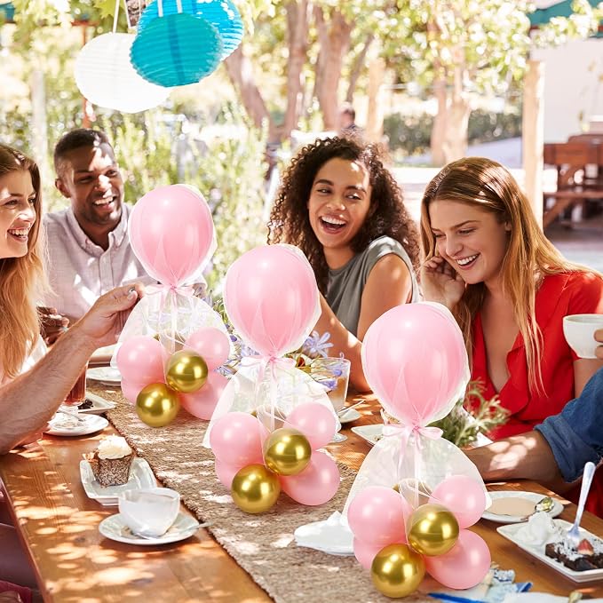 BBTO 8 Set Pink Gold Table Centerpieces Balloons Stand Kit, Latex Balloons and - Image 5