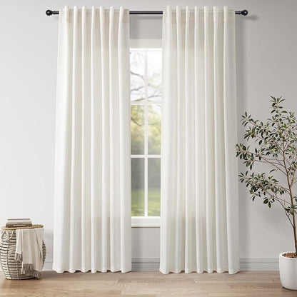 Natural Linen Curtains 80 Inch Length by Nanspring