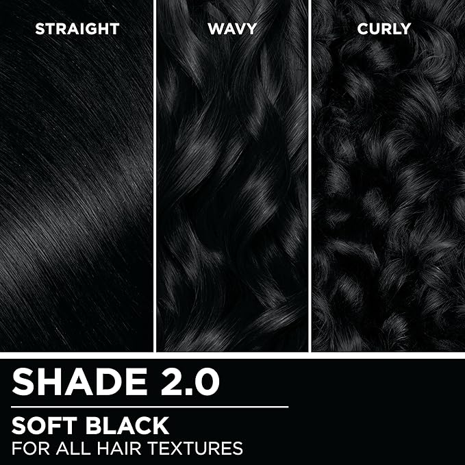 Garnier Hair Color Olia Ammonia-Free Brilliant Color Oil-Rich Permanent Hair Dye, 2.0 Soft Black, 2 Count (Packaging May Vary)