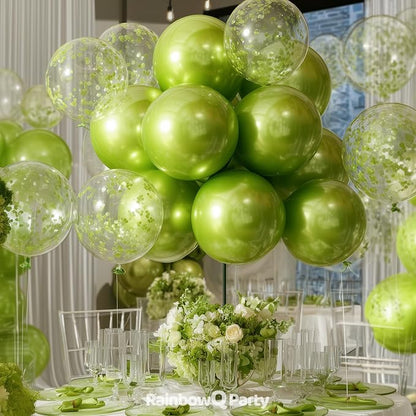 RainbowQ Metallic Lime Green Balloons 55Pcs 12 Inch Confetti Helium Party | - Image 2