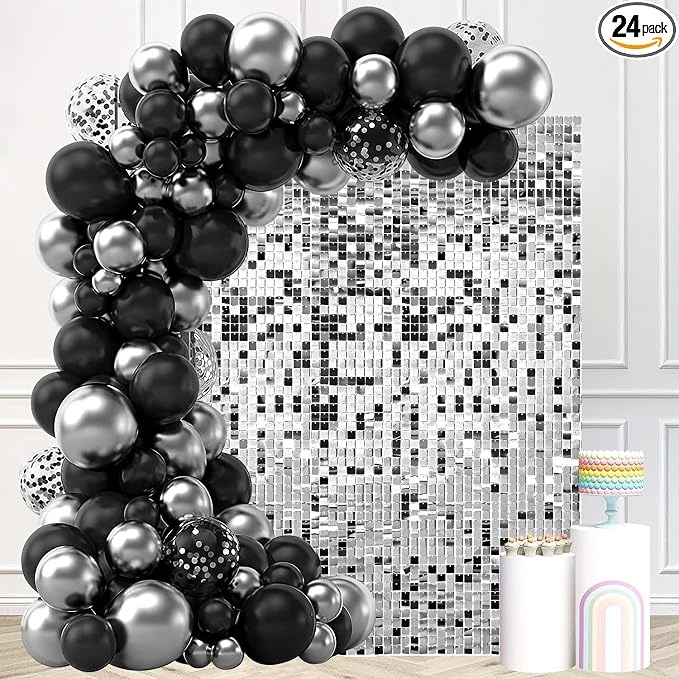 Silver Shimmer Wall Backdrop, 24 Panels, 6x4 Ft Photo Backdrop | wedding by Zuaooz