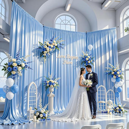 30x10ft Blue Glitter Backdrop Curtain - Image 2