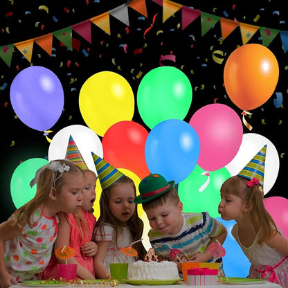 Light Up Balloons, 32 Pack, 8 Colors, Flashing LED Balloons | Glow in the dark - Image 2