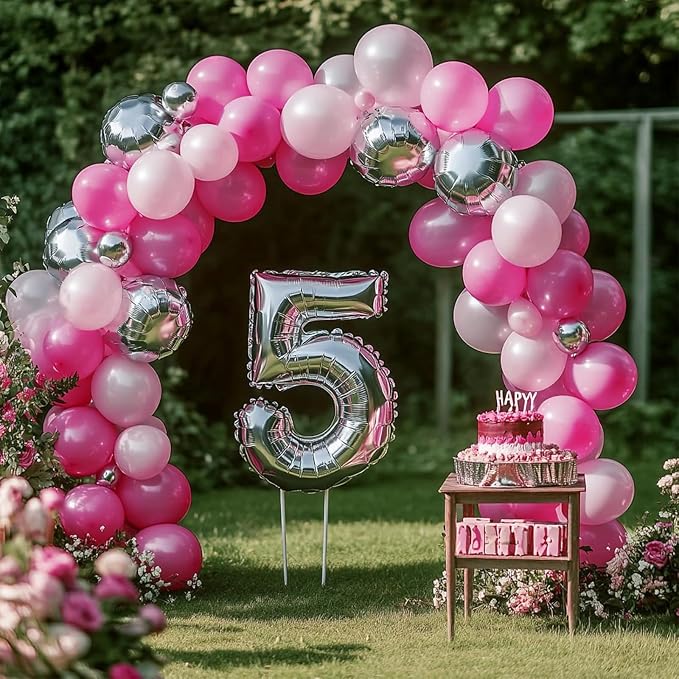 RUBFAC Pink Balloons Different Sizes Pink Balloon Arch Kit 129pcs | Pink Balloon - Image 7