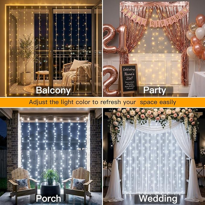 Color Changing Curtain Lights, 200 Led Hanging Lights Outdoor, Fairy Curtain - Image 4