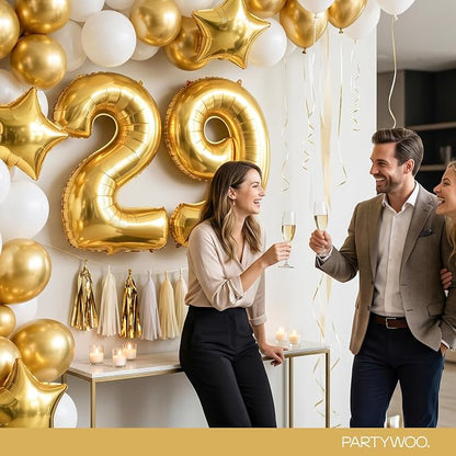 PartyWoo Number Balloons 40 Inch Gold Number 9 Kit 25pcs - Image 4