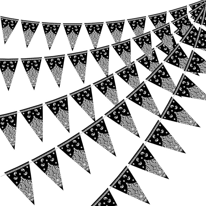 Boao 5 Pack Western Cowboy Party Decorations Bandana Pennant Banner Wild West by Boao