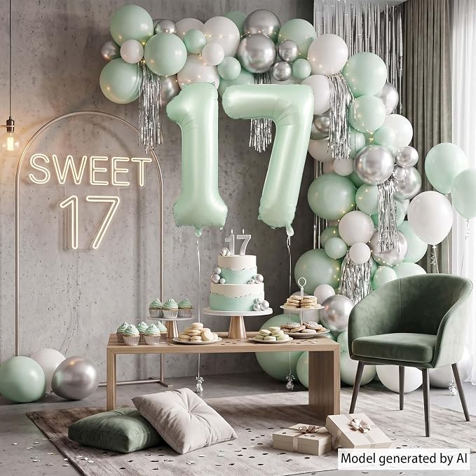 Olive Green Number 17 Balloon 40 Inch, Balloon - Image 6