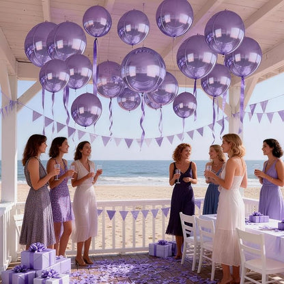12Pcs Light Purple Round Balloons Foil, Big Metallic Purple Foil Balloons - Image 4
